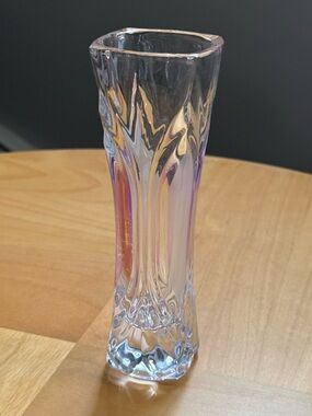 Art Deco Style Vintage Pink Chalet Cut Crystal Bud Vase by Cristal D'Arques